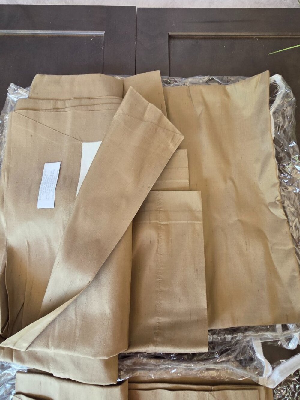 1 Pair of Restoration Hardware Thai Silk Solid RP 96 Flax Panels In Org Pkg- NWT